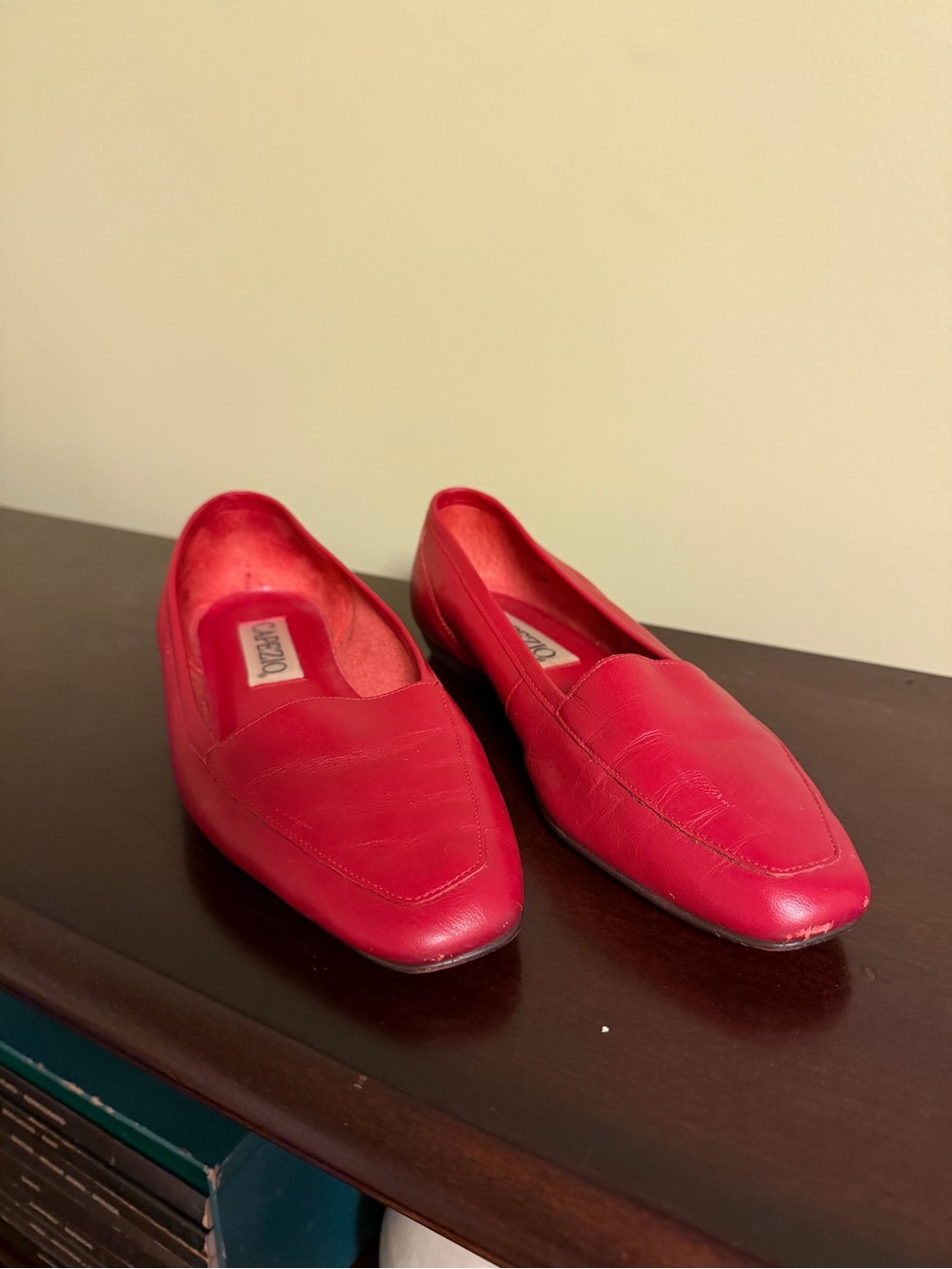 Red Italian leather vintage loafers 7.5